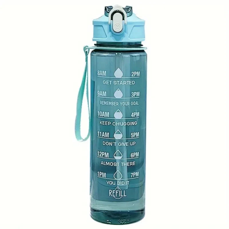 Garrafa de água - Shaker, de grande capacidade - 800ml/27oz, à prova de vazamento, copo de plástico com escala de tempo, adequado para viagens, fitness, desporto.