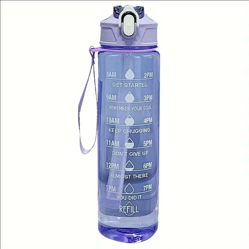 Garrafa de água - Shaker, de grande capacidade - 800ml/27oz, à prova de vazamento, copo de plástico com escala de tempo, adequado para viagens, fitness, desporto.
