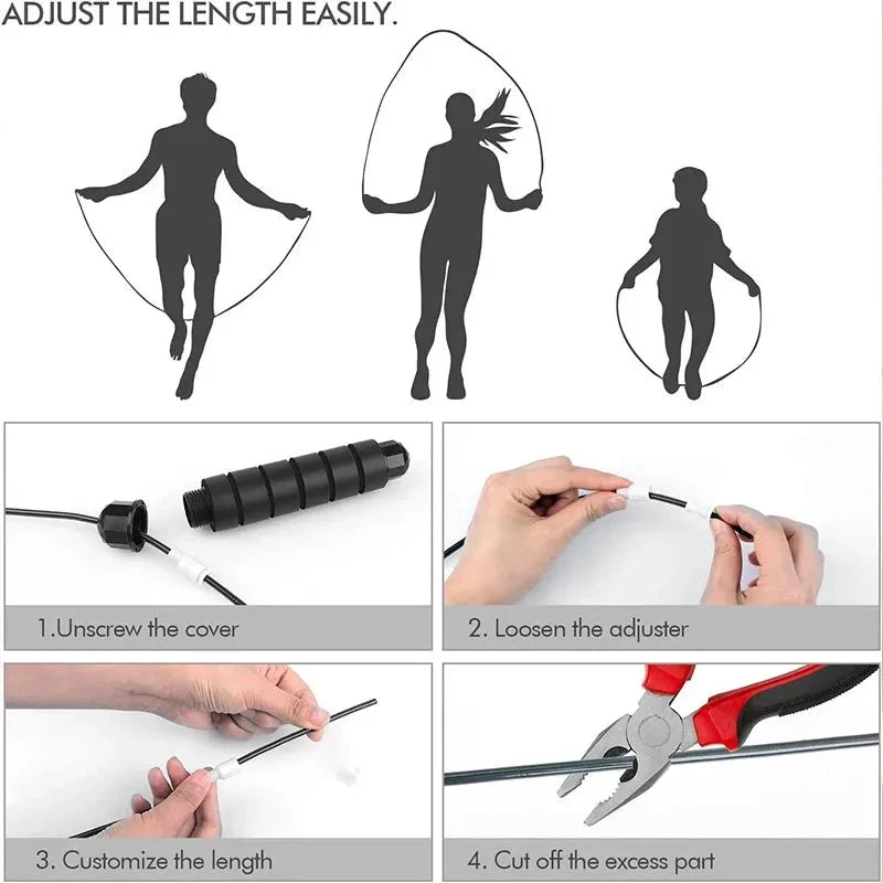 Corda para saltar Pro, com rolamentos de esferas ajustáveis, com fio de velocidade sem emaranhado, com alças de espuma, apto para fitness e exercícios em casa.