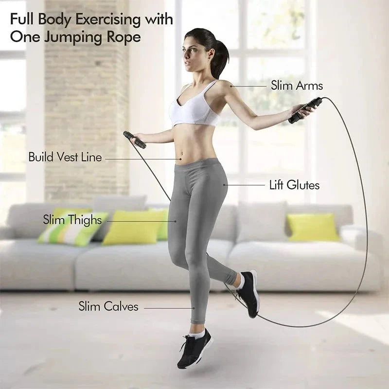 Corda para saltar Pro, com rolamentos de esferas ajustáveis, com fio de velocidade sem emaranhado, com alças de espuma, apto para fitness e exercícios em casa.