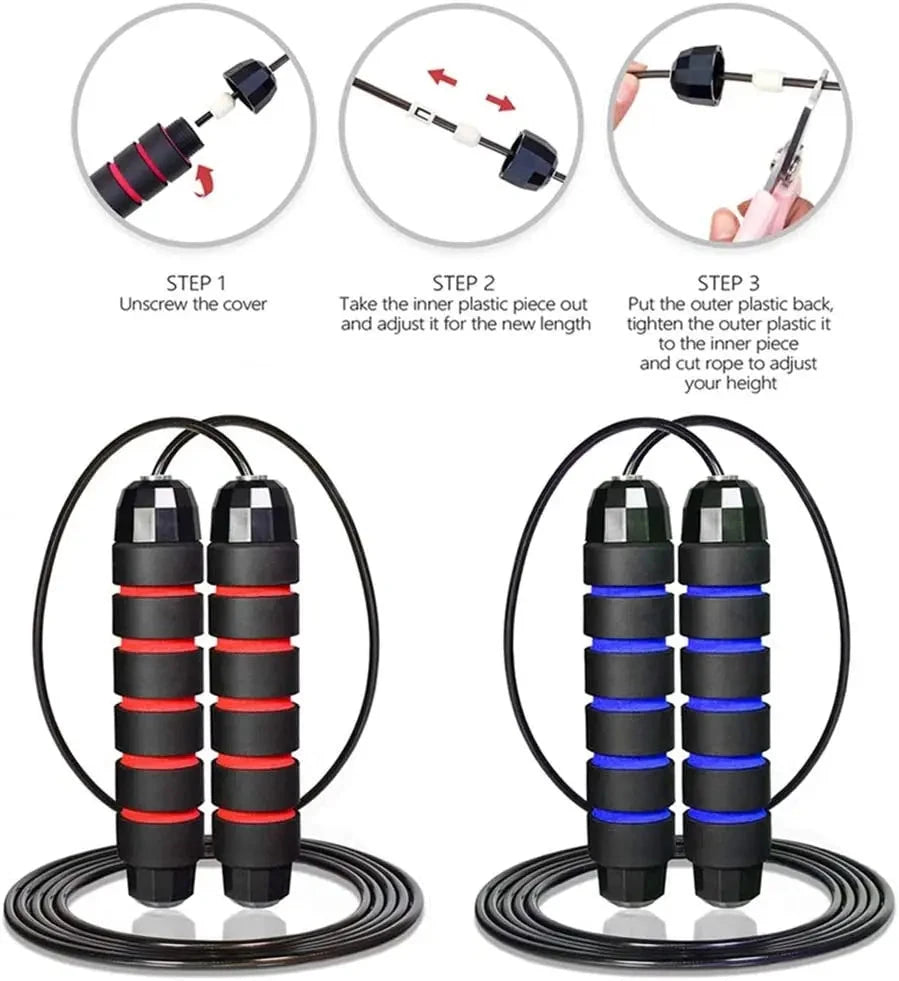 Corda para saltar Pro, com rolamentos de esferas ajustáveis, com fio de velocidade sem emaranhado, com alças de espuma, apto para fitness e exercícios em casa.