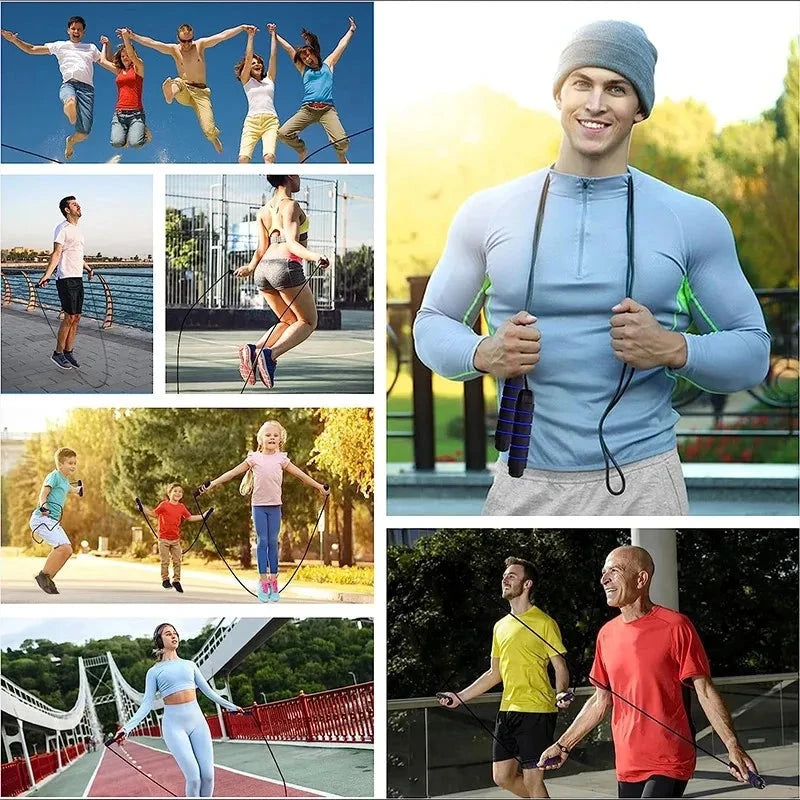 Corda para saltar Pro, com rolamentos de esferas ajustáveis, com fio de velocidade sem emaranhado, com alças de espuma, apto para fitness e exercícios em casa.