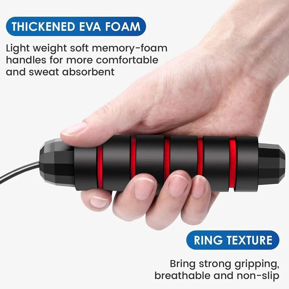 Corda para saltar Pro, com rolamentos de esferas ajustáveis, com fio de velocidade sem emaranhado, com alças de espuma, apto para fitness e exercícios em casa.