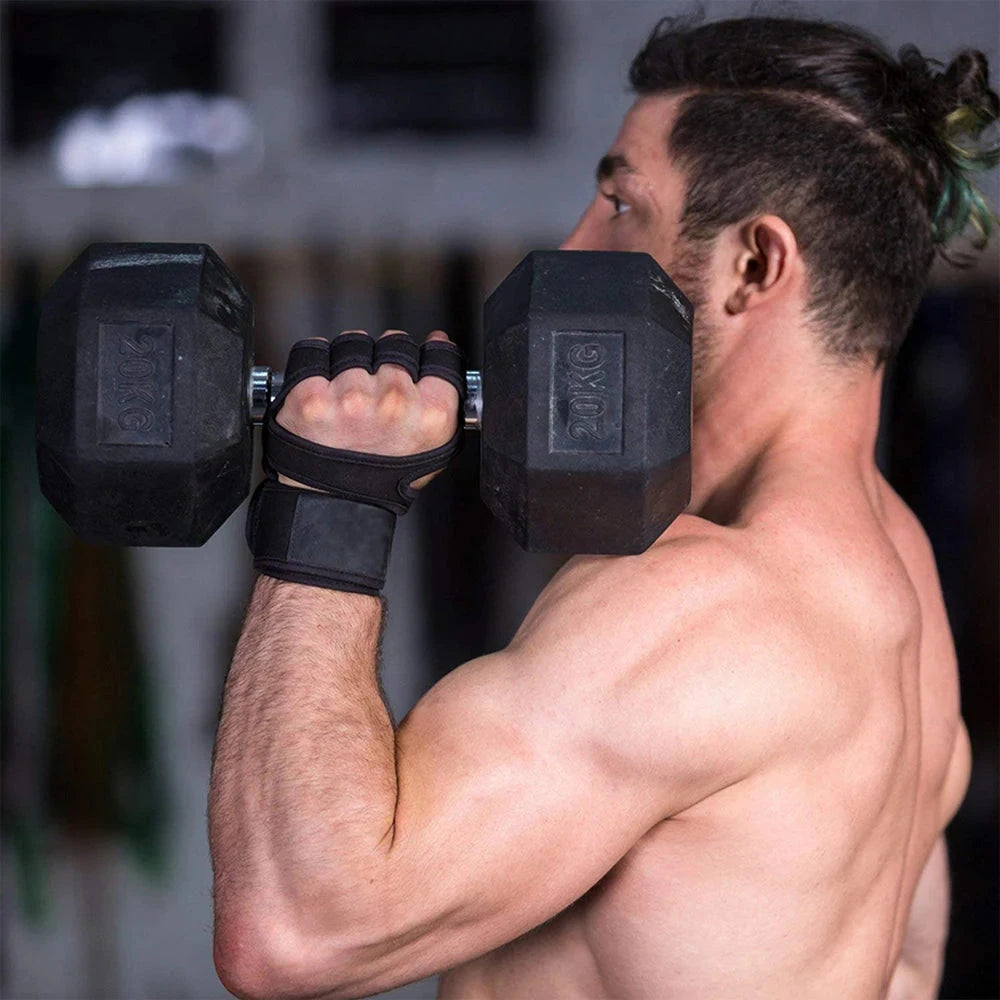 Luvas desportivas de treinamento para homens e  mulheres para  fitness e o ginásio - protege a mão, o  pulso, a  palma.