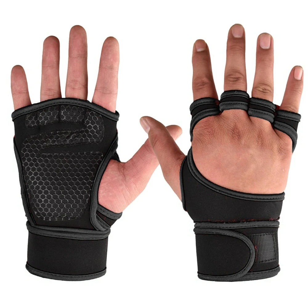 Luvas desportivas de treinamento para homens e  mulheres para  fitness e o ginásio - protege a mão, o  pulso, a  palma.