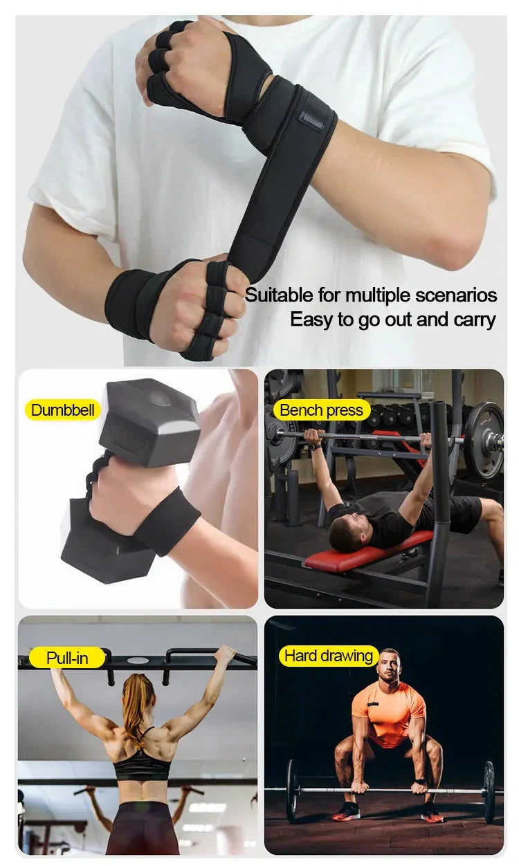 Luvas desportivas de treinamento para homens e  mulheres para  fitness e o ginásio - protege a mão, o  pulso, a  palma.