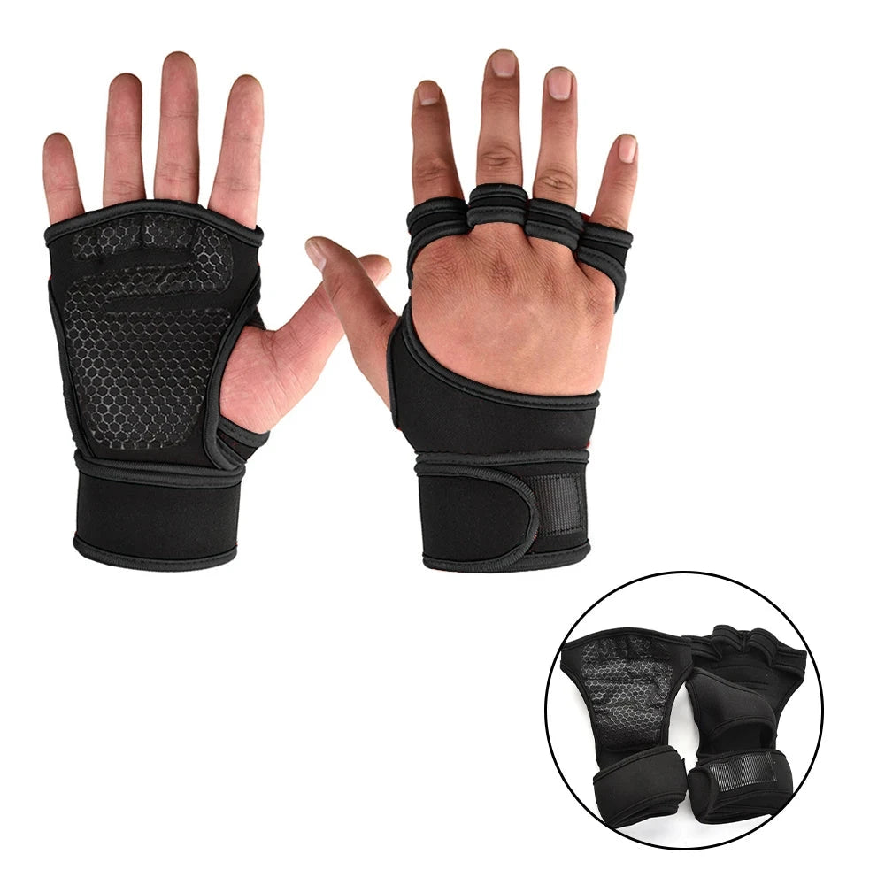 Luvas desportivas de treinamento para homens e  mulheres para  fitness e o ginásio - protege a mão, o  pulso, a  palma.