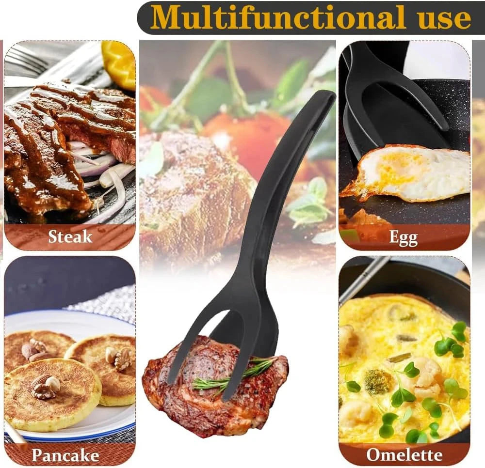 2 em 1 -  espátula pinças  com  revestimento antiaderente para: ovos, panquecas, peixe, torradas, omeletes.