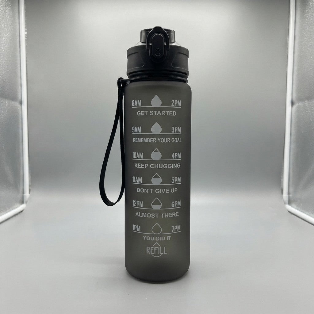 Garrafa de água - Shaker, de grande capacidade - 800ml/27oz, à prova de vazamento, copo de plástico com escala de tempo, adequado para viagens, fitness, desporto.