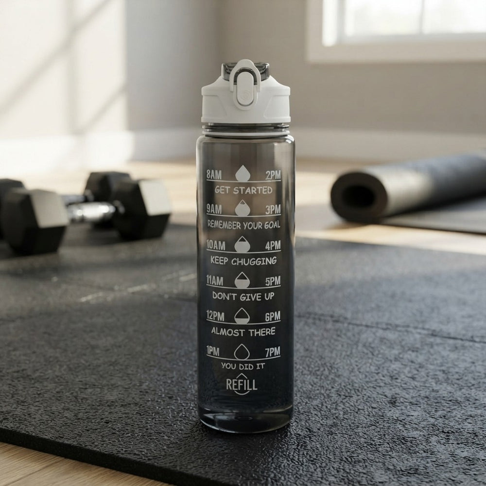 Garrafa de água - Shaker, de grande capacidade - 800ml/27oz, à prova de vazamento, copo de plástico com escala de tempo, adequado para viagens, fitness, desporto.