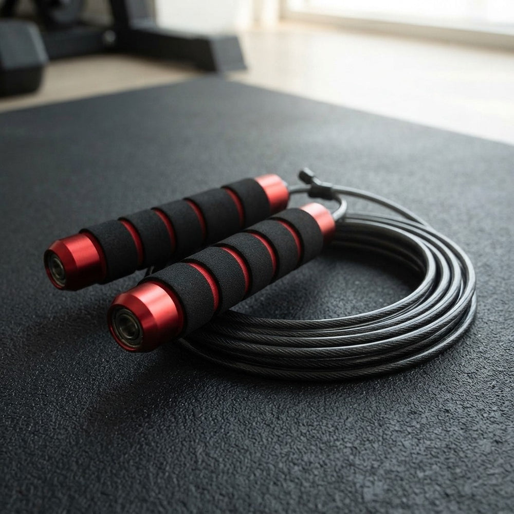 Corda para saltar Pro, com rolamentos de esferas ajustáveis, com fio de velocidade sem emaranhado, com alças de espuma, apto para fitness e exercícios em casa.